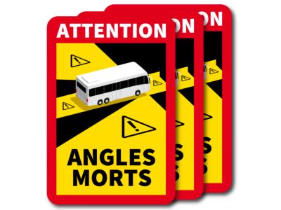 Lot de 3 adhésifs - "Attention Angles Morts"  - Modèle BUS 