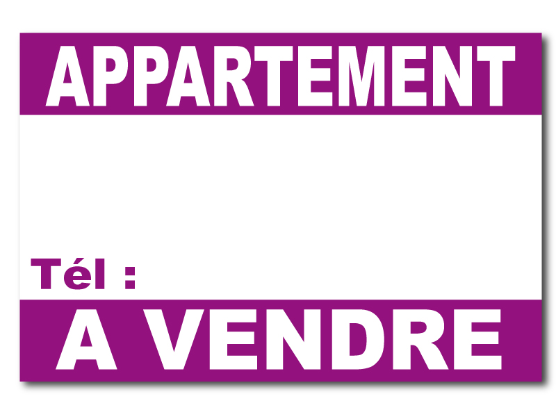 Panneau immobilier - Appartement à vendre - Violet & Blanc