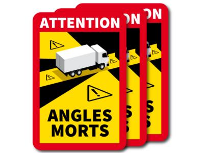 Lot de 3 adhésifs - "Attention Angles Morts"  - Modèle POIDS LOURD